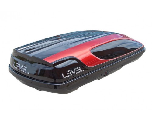 Автомобильный бокс Level 450 Касатка черно-красный с двусторонним открыванием