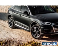 Пороги алюминиевые Rival "Black" для Audi Q5 2017-