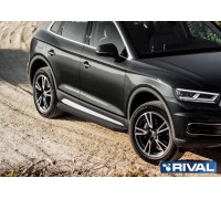 Пороги алюминиевые Rival "Premium-Black" для Audi Q5 2017-