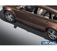 Пороги алюминиевые Rival "Premium-Black" для Audi Q7 2009-2015