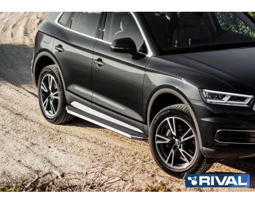 Пороги алюминиевые Rival "Premium" для Audi Q5 2017-