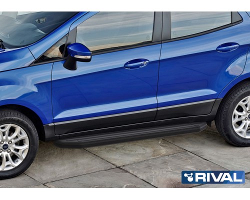 Пороги алюминиевые Rival "Premium-Black" для Ford Ecosport 2014-
