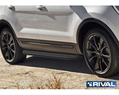 Пороги алюминиевые Rival "Premium-Black" для Ford Explorer 2011-2015/2015-