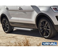 Пороги алюминиевые Rival "Silver" для Ford Explorer 2011-2015/2015-