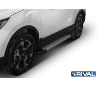 Пороги алюминиевые Rival "Silver" для Honda CR-V 2017-