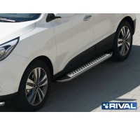 Пороги алюминиевые Rival "Premium Bmw-style" для Hyundai IX35 / Kia Sportage 2010-2015