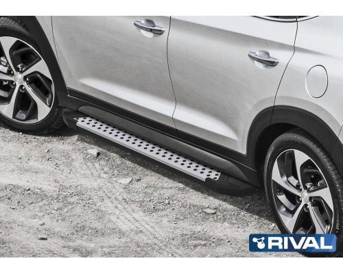 Пороги алюминиевые Rival "Bmw-style" для Hyundai Tucson 2015- / Kia Sportage 2016-