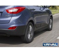 Пороги алюминиевые Rival "Premium-Black" для Hyundai IX35 / Kia Sportage 2010-2015