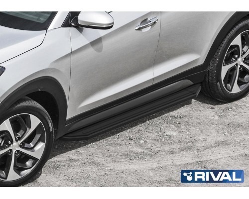 Пороги алюминиевые Rival "Premium-Black" для Hyundai Tucson 2015- / Kia Sportage 2016-