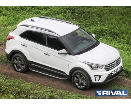 Пороги алюминиевые Rival "Premium" для Hyundai Creta