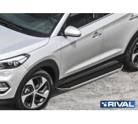 Пороги алюминиевые Rival "Premium" для Hyundai Tucson 2015- / Kia Sportage 2016-