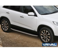 Пороги алюминиевые Rival "Premium" для Kia Sorento 2012-