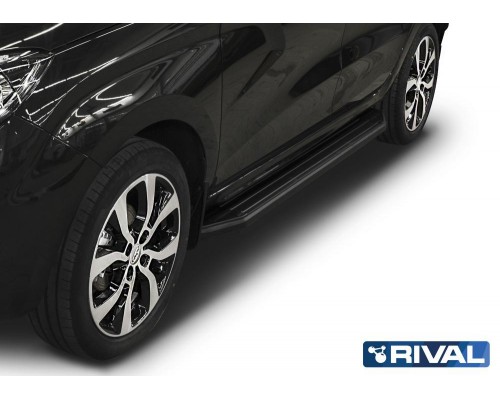 Пороги алюминиевые Rival "Premium-Black" для Lada Xray 2016-