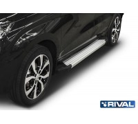 Пороги алюминиевые Rival "Silver" для Lada Xray 2016-