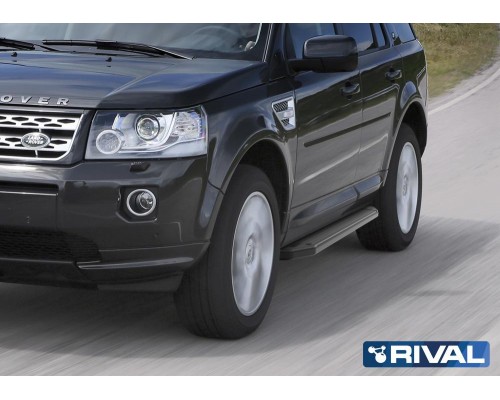 Пороги алюминиевые Rival "Premium-Black" для Land Rover Freelander 2006-2014