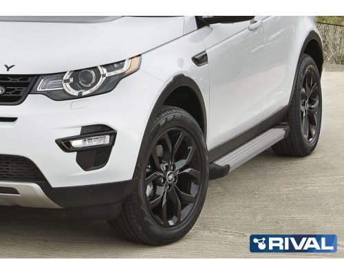 Пороги алюминиевые Rival "Silver" для Land Rover Discovery Sport 2014-