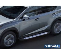 Пороги алюминиевые Rival "Bmw-style" для Lexus NX 2014-2017