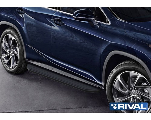 Пороги алюминиевые Rival "Premium-Black" для Lexus RX 2015-