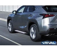 Пороги алюминиевые Rival "Silver" для Lexus NX 2014-2017
