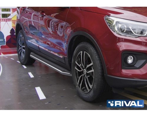 Пороги алюминиевые Rival "Premium" для Lifan X70 2018-