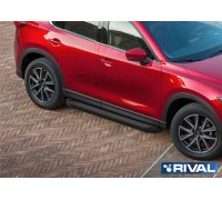 Пороги алюминиевые Rival "Black" для Mazda CX-5 2017-