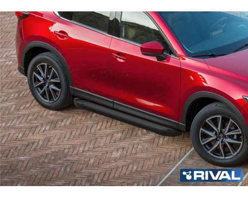 Пороги алюминиевые Rival "Black" для Mazda CX-5 2017-