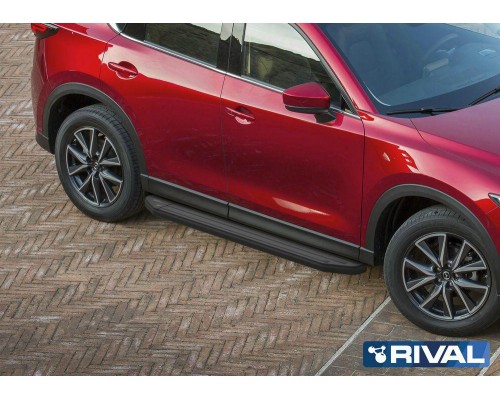 Пороги алюминиевые Rival "Premium-Black" для Mazda CX-5 2017-