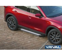 Пороги алюминиевые Rival "Silver" для Mazda CX-5 2017-