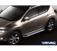 Пороги алюминиевые Rival "Premium-Bmw-Style" для Nissan Murano 2009-2016