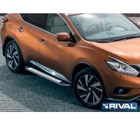 Пороги алюминиевые Rival "Premium-Bmw-Style" для Nissan Murano 2016-