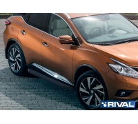Пороги алюминиевые Rival "Premium-Black" для Nissan Murano 2016-