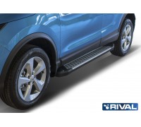 Пороги алюминиевые Rival "Bmw-Style" для Nissan Qashqai 2013-