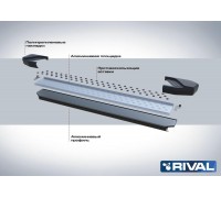 Пороги алюминиевые Rival "Bmw-style" для Chevrolet Niva