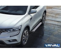 Пороги алюминиевые Rival "Silver" для Renault Koleos 2017-