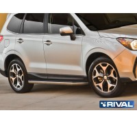 Пороги алюминиевые Rival "Premium" для Subaru Forester 2013-2018