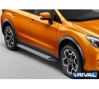 Пороги алюминиевые Rival "Premium-Bmw-Style" для Subaru XV 2011-2016