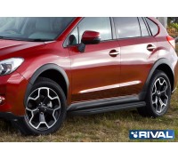 Пороги алюминиевые Rival "Premium-Black" для Subaru XV 2011-2016