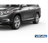 Пороги алюминиевые Rival "Premium-Black" для Toyota Highlander 2007-2014
