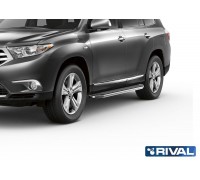 Пороги алюминиевые Rival "Premium" для Toyota Highlander 2007-2014