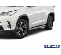 Пороги алюминиевые Rival "Premium-Bmw-Style" для Toyota Highlander 2014-