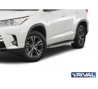 Пороги алюминиевые Rival "Premium" для Toyota Highlander 2014-