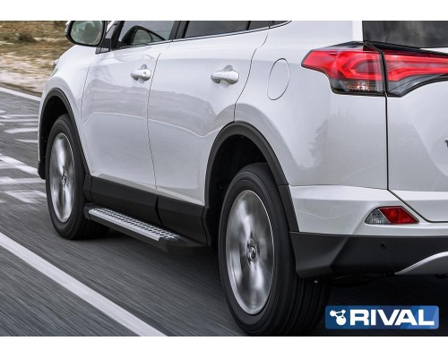 Пороги алюминиевые Rival "Bmw-Style" для Toyota Rav 4 2013-2019