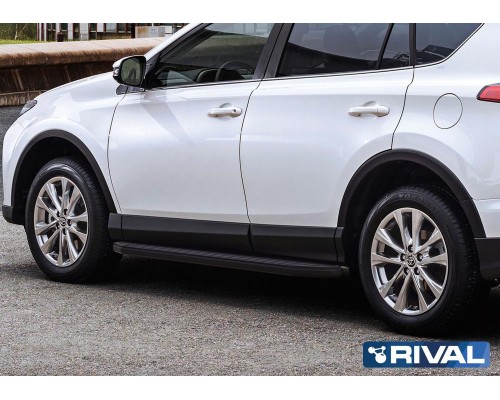 Пороги алюминиевые Rival "Premium-Black" для Toyota Rav 4 2013-2019