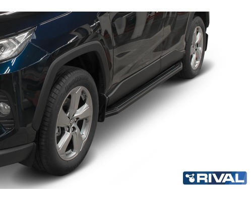 Пороги алюминиевые Rival "Premium-Black" для Toyota Rav 4 2019-