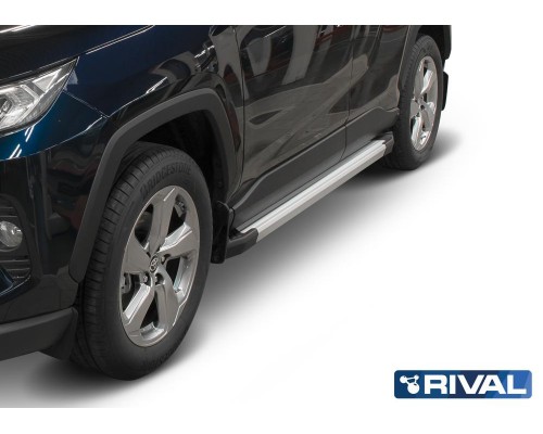 Пороги алюминиевые Rival "Silver" для Toyota Rav 4 2019-