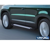 Пороги алюминиевые Rival "Bmw-Style" для Volkswagen Tiguan 2007-2017