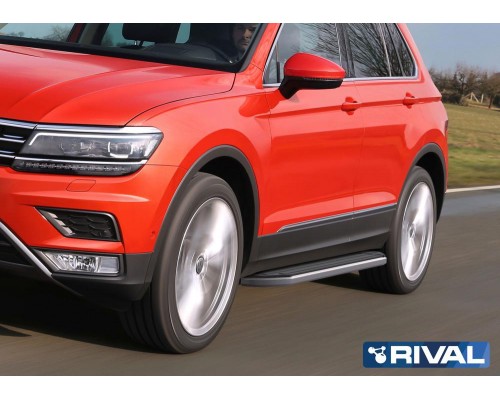 Пороги алюминиевые Rival "Premium" для Volkswagen Tiguan 2017-